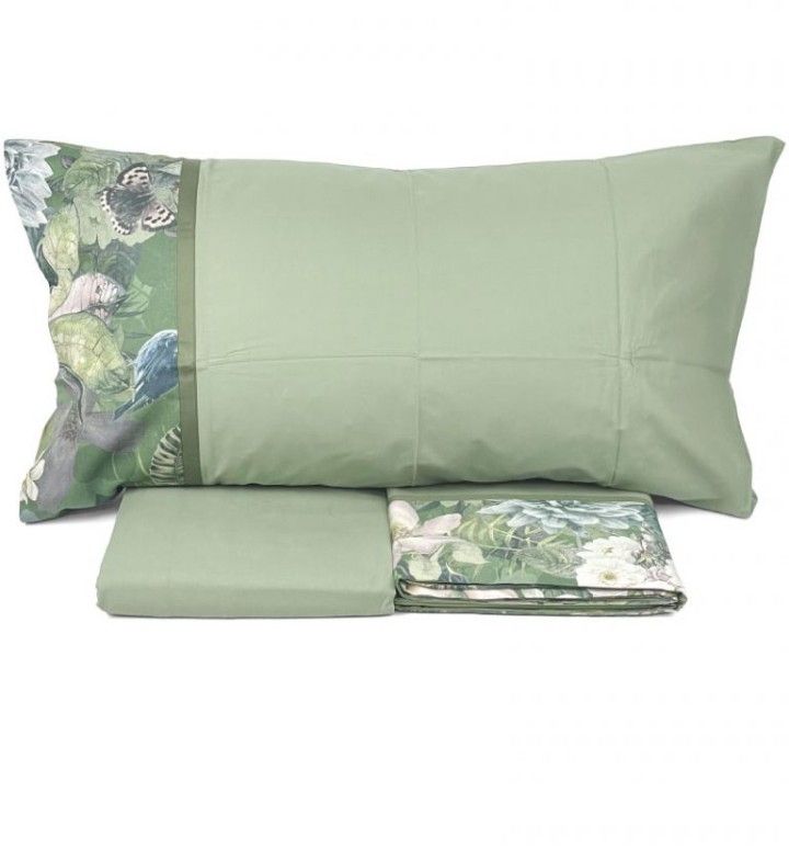 Completo lenzuola matrimoniale flanella Protea Fazzini var. 3 verde  1150/25