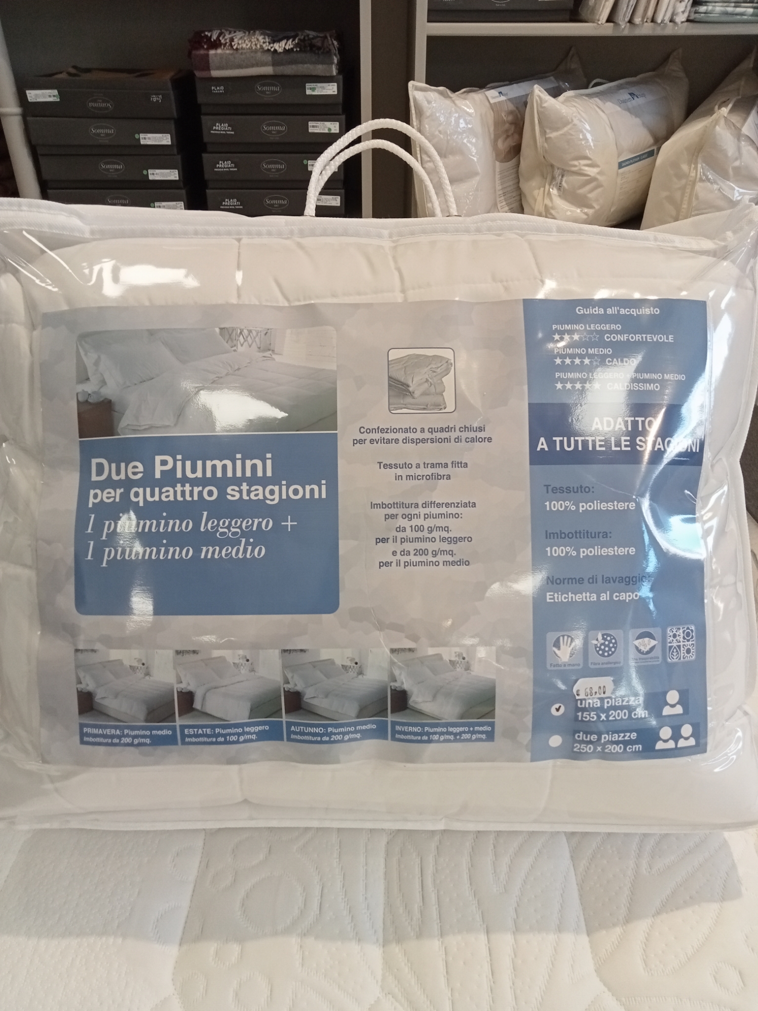 Piumino microfibra 1 piazza 4 stagioni