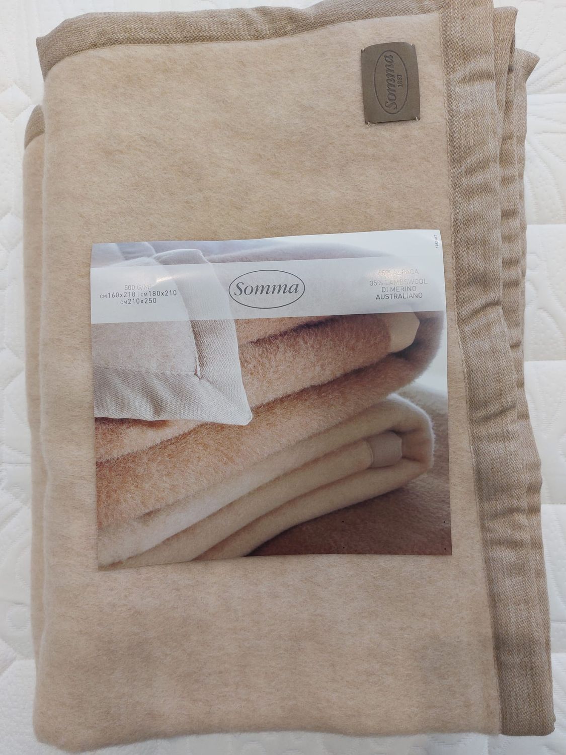 Coperta lana merino e alpaca 1 piazza Phuket Somma var. 021 nocciola  40 21733