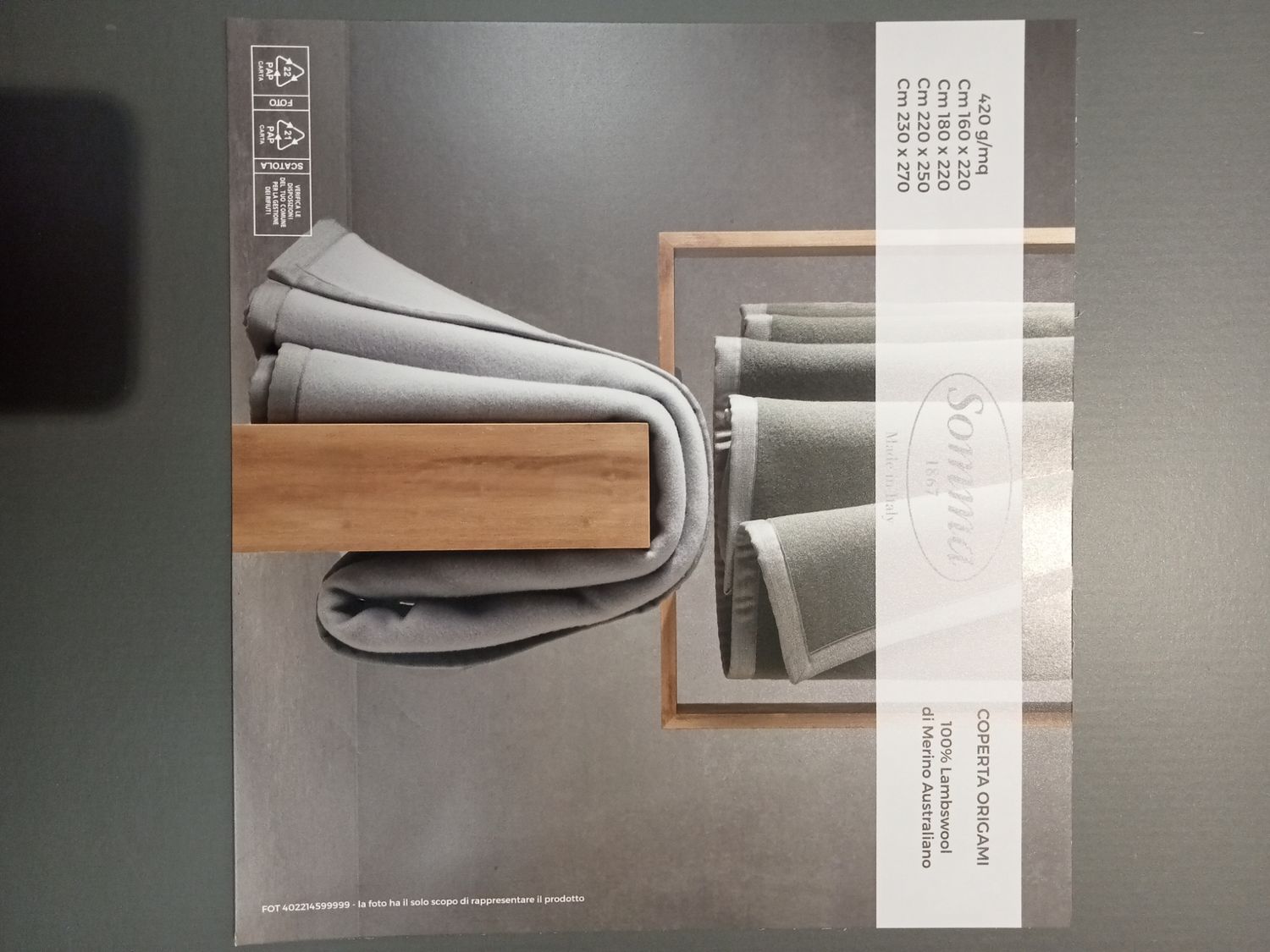 Coperta lana 2 piazze Origami Somma var. 021 panna. 40 22145