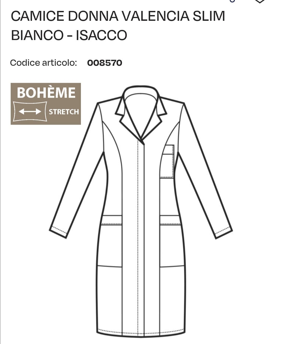 Camice donna misura S Valencia Slim Bohème Isacco 8570