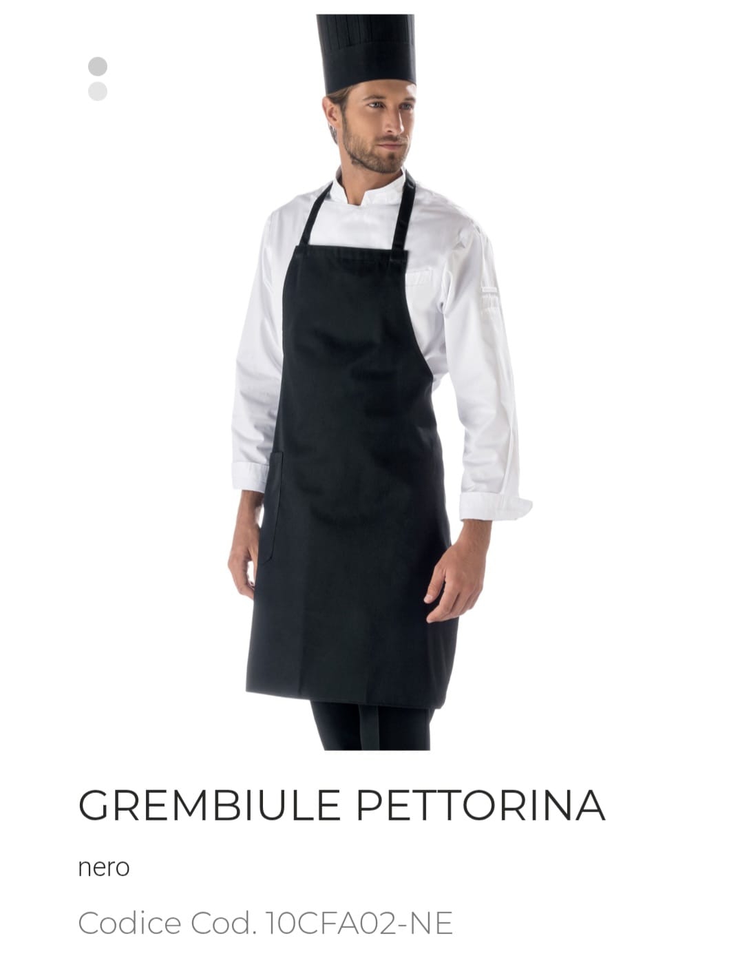 Grembiule pettorina nero Carine 10CFA02