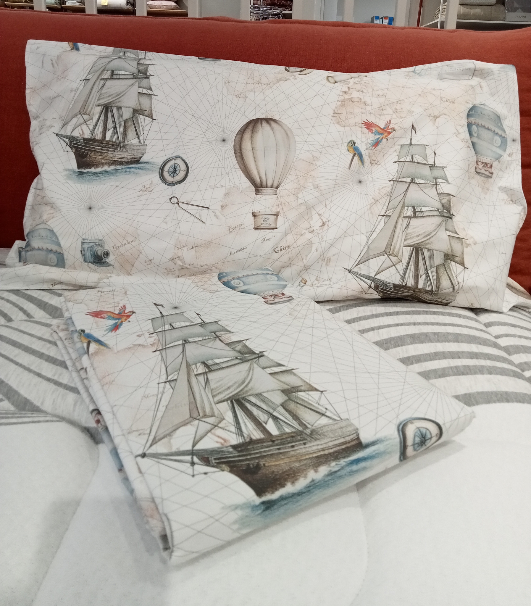 Copripiumino parure 2 piazze Magellano var. 7 grigio Fazzini  7/26