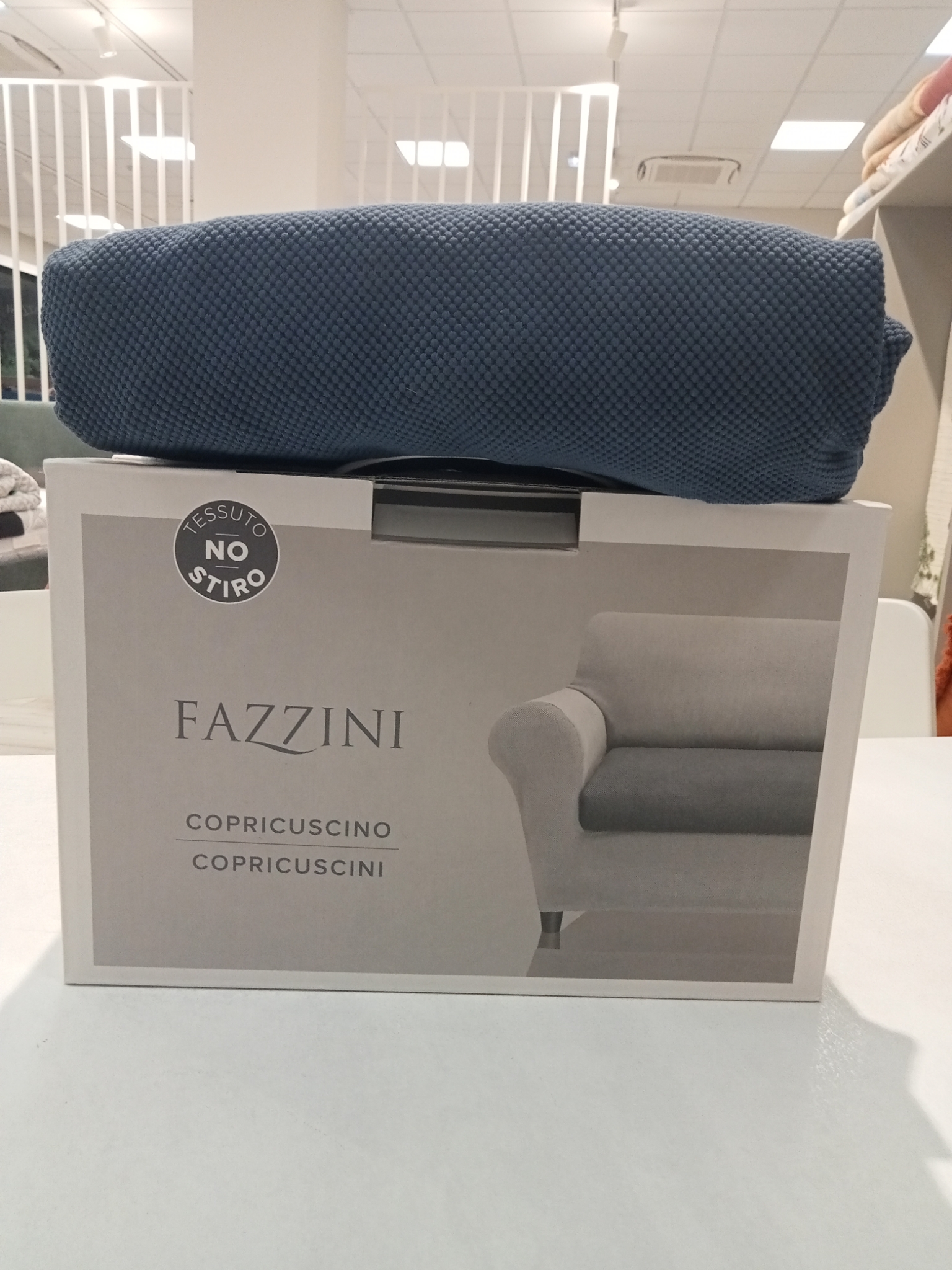 Coppia copricuscini per seduta divano Fazzini var. 117 blu