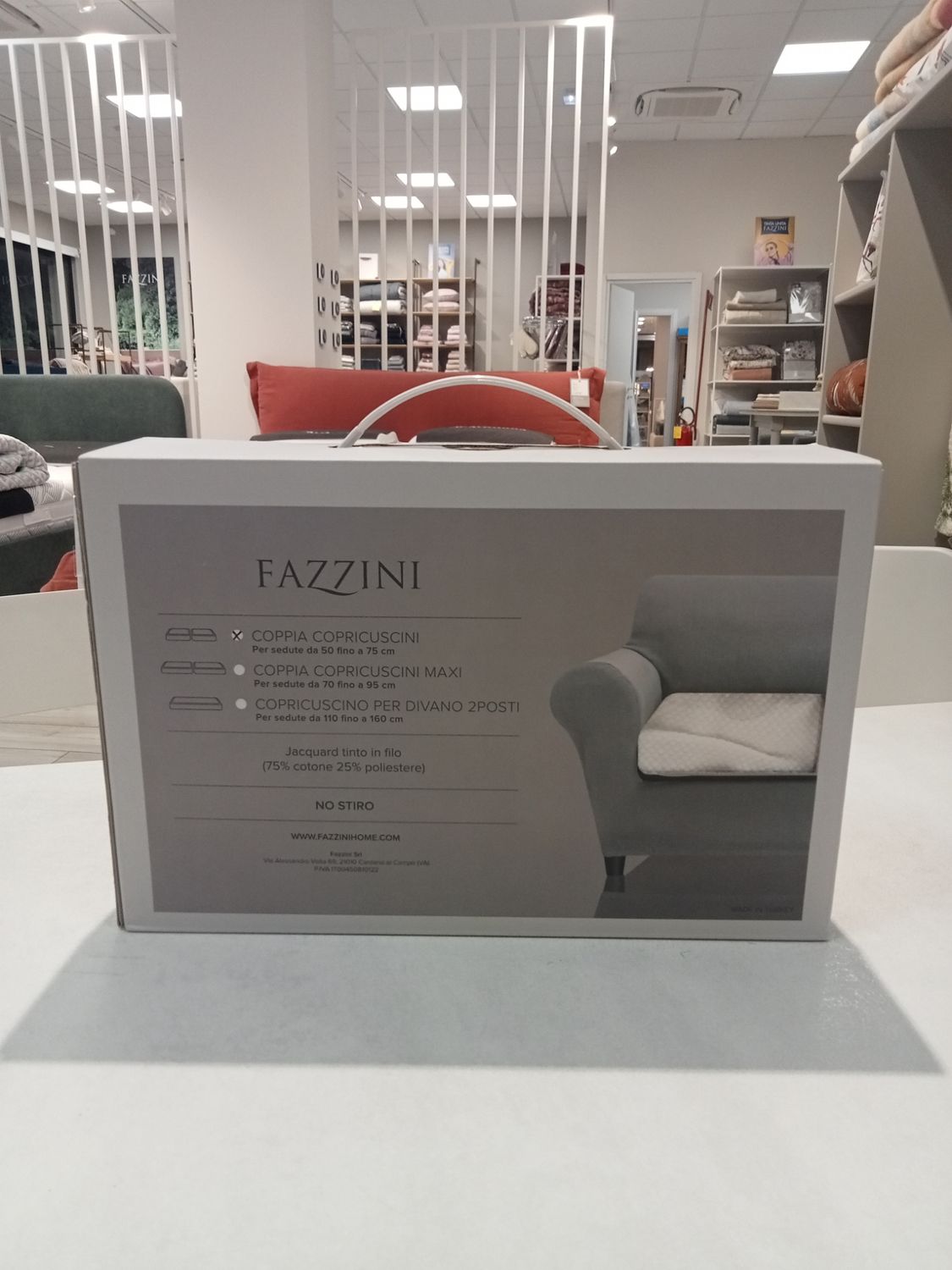 Coppia copricuscini per seduta divano Fazzini var. 61 bianco