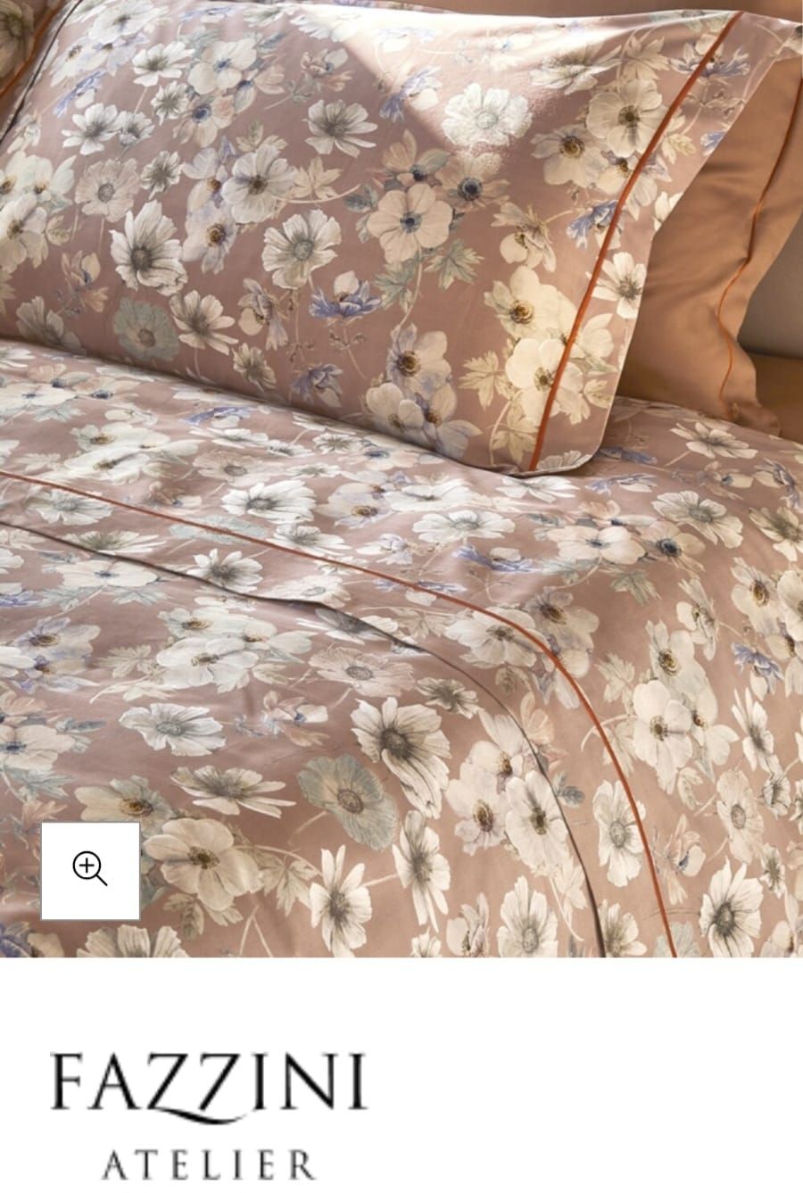 Completo lenzuola matrimoniale raso Orticola var. 2 sandalo Fazzini Atelier  226/26