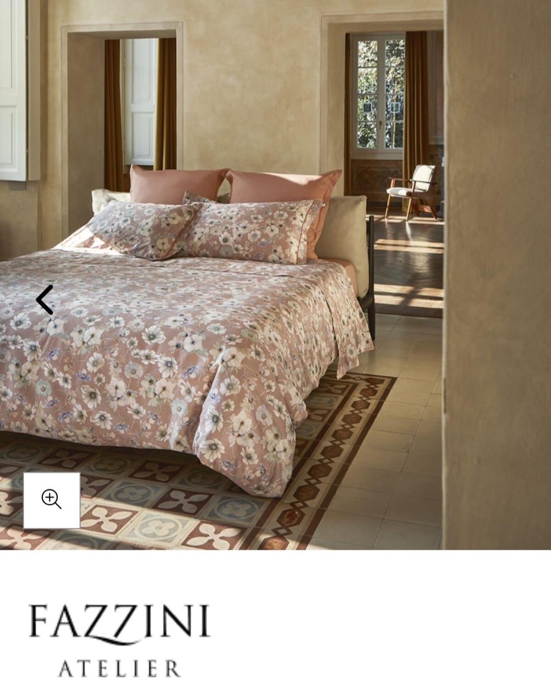 Completo lenzuola matrimoniale raso Orticola var. 2 sandalo Fazzini Atelier  226/26