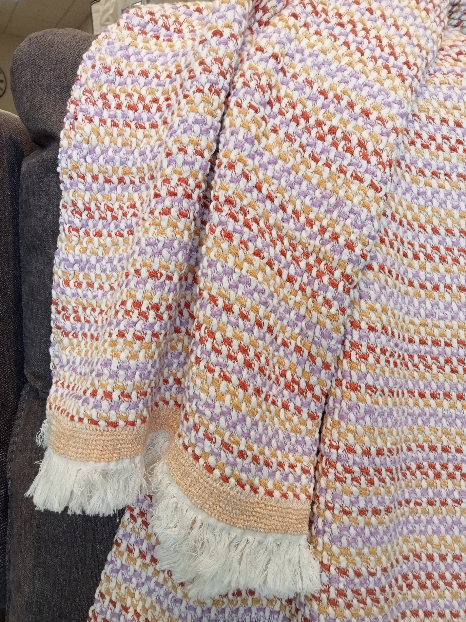 Plaid cotone Telaio Fazzini var. 1 sandalo-lavanda-zucca 1593/25