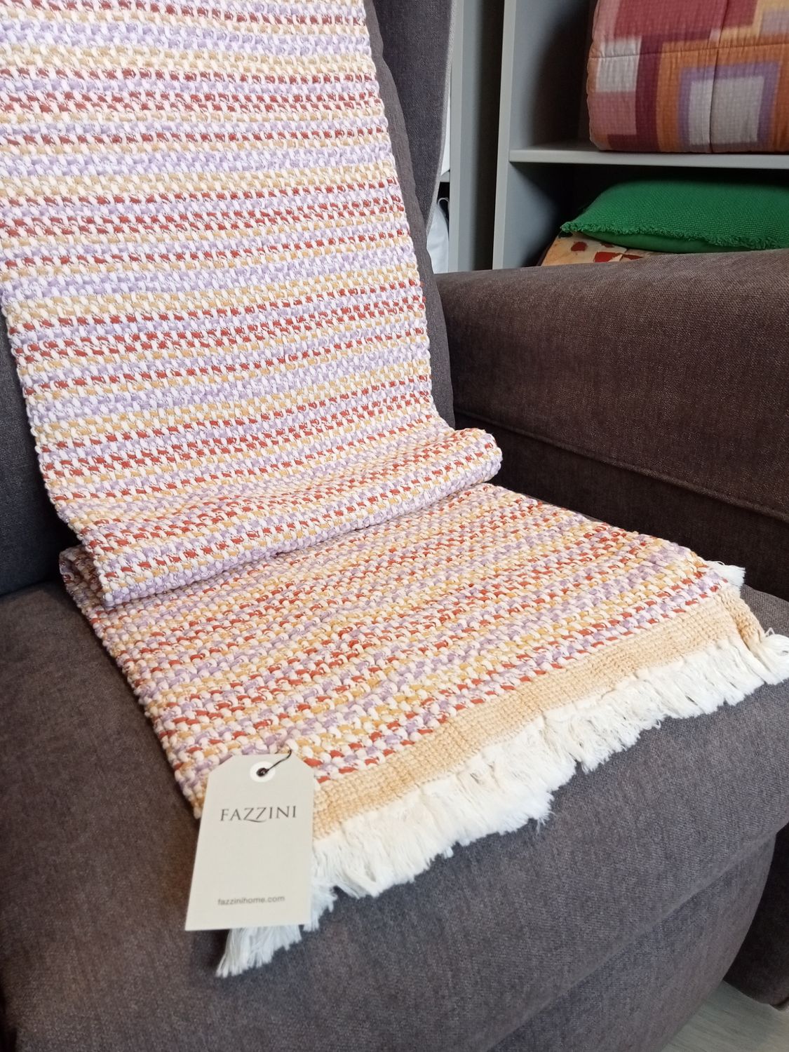 Plaid cotone Telaio Fazzini var. 1 sandalo-lavanda-zucca 1593/25