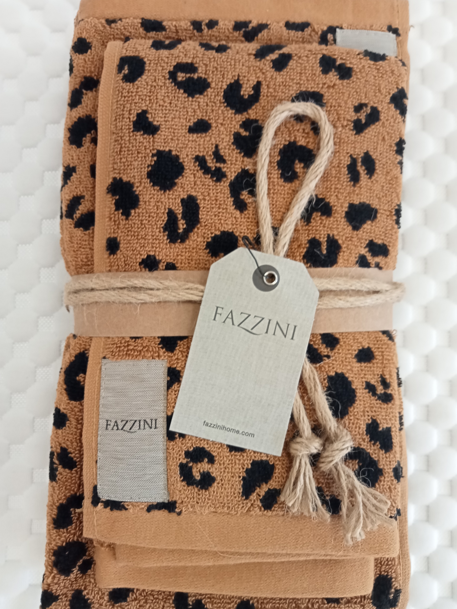 Set asciugamani viso + ospite spugna art. Tabby var. 4 caramello Fazzini