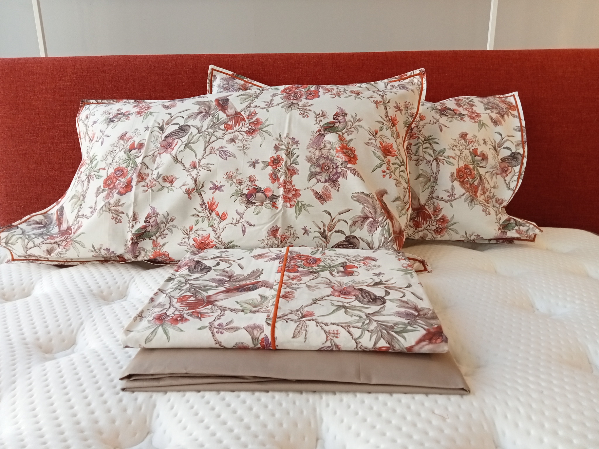 Completo lenzuola matrimoniale Birds Garden var. 1 sasso/Cooper Fazzini 1054/26