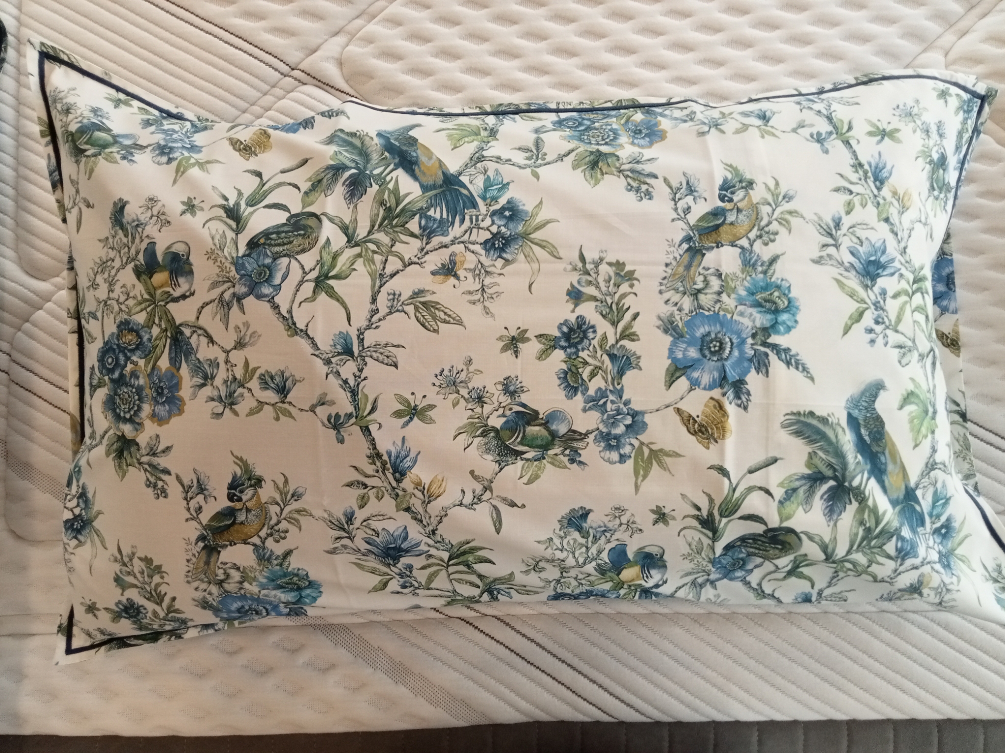 Completo lenzuola matrimoniale Birds Garden var. 5 blu/verde Fazzini 1054/26