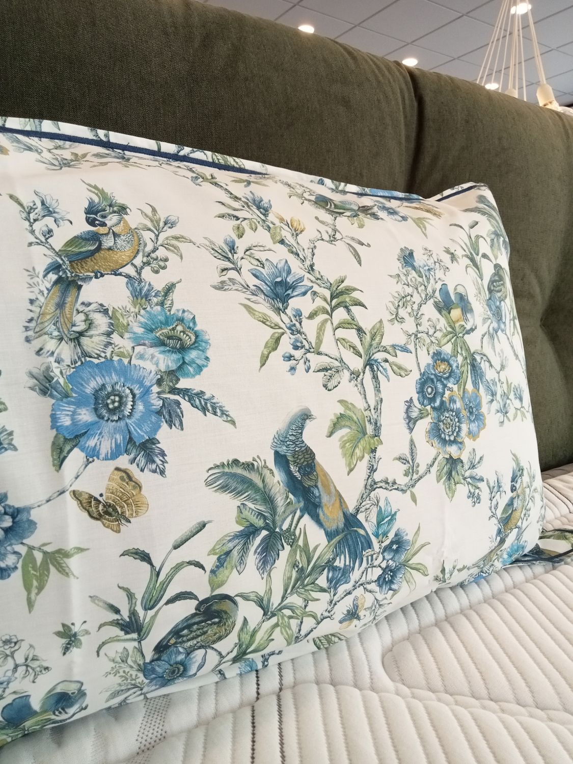 Completo lenzuola matrimoniale Birds Garden var. 5 blu/verde Fazzini 1054/26