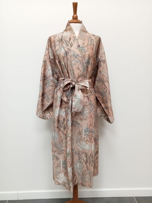 Vestaglia/yukata misura S/M raso Draa var. 2 sandalo Fazzini  1082/26