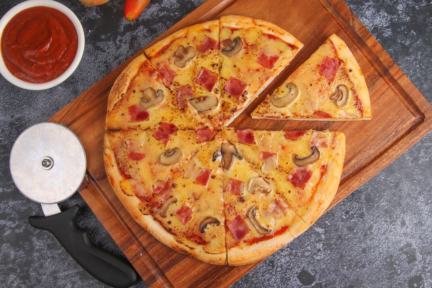 Bacon and Mushroom Pizza