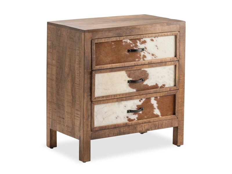 Brown Cowhide 3-drawer Nightstand/Table