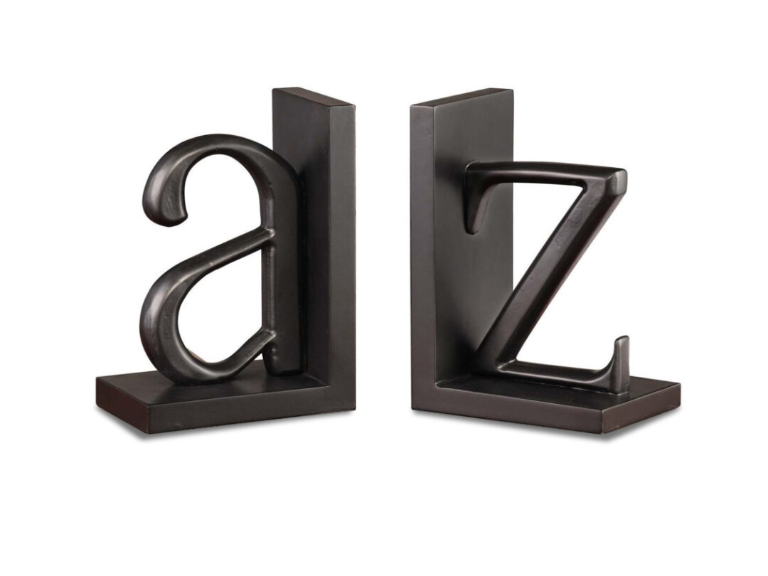 A-Z Bookend Pair, Black Finish