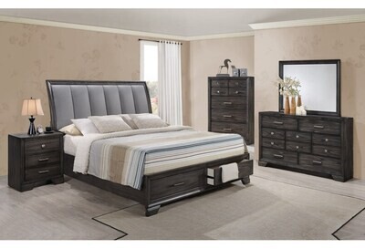 Jay Upholstered Queen Bed With  Storage, Grey​