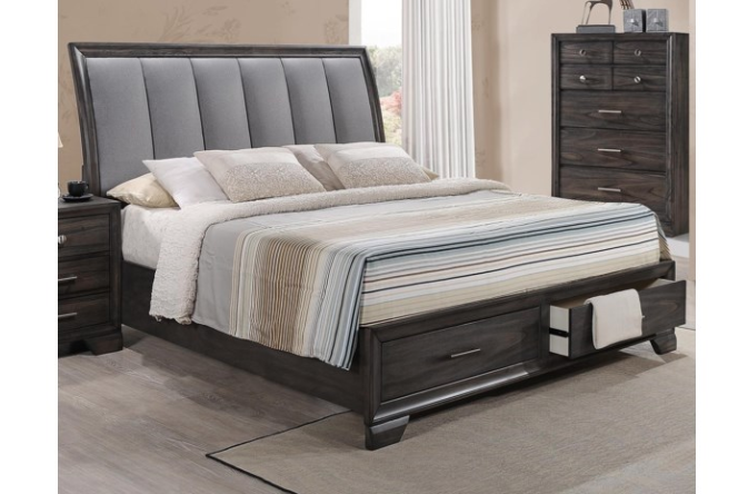 Jay Upholstered Queen Bed With  Storage, Grey​