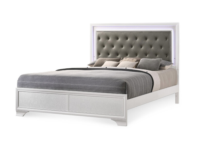 Crocodile, LED backlighting, Upholstered Queen or King Bed