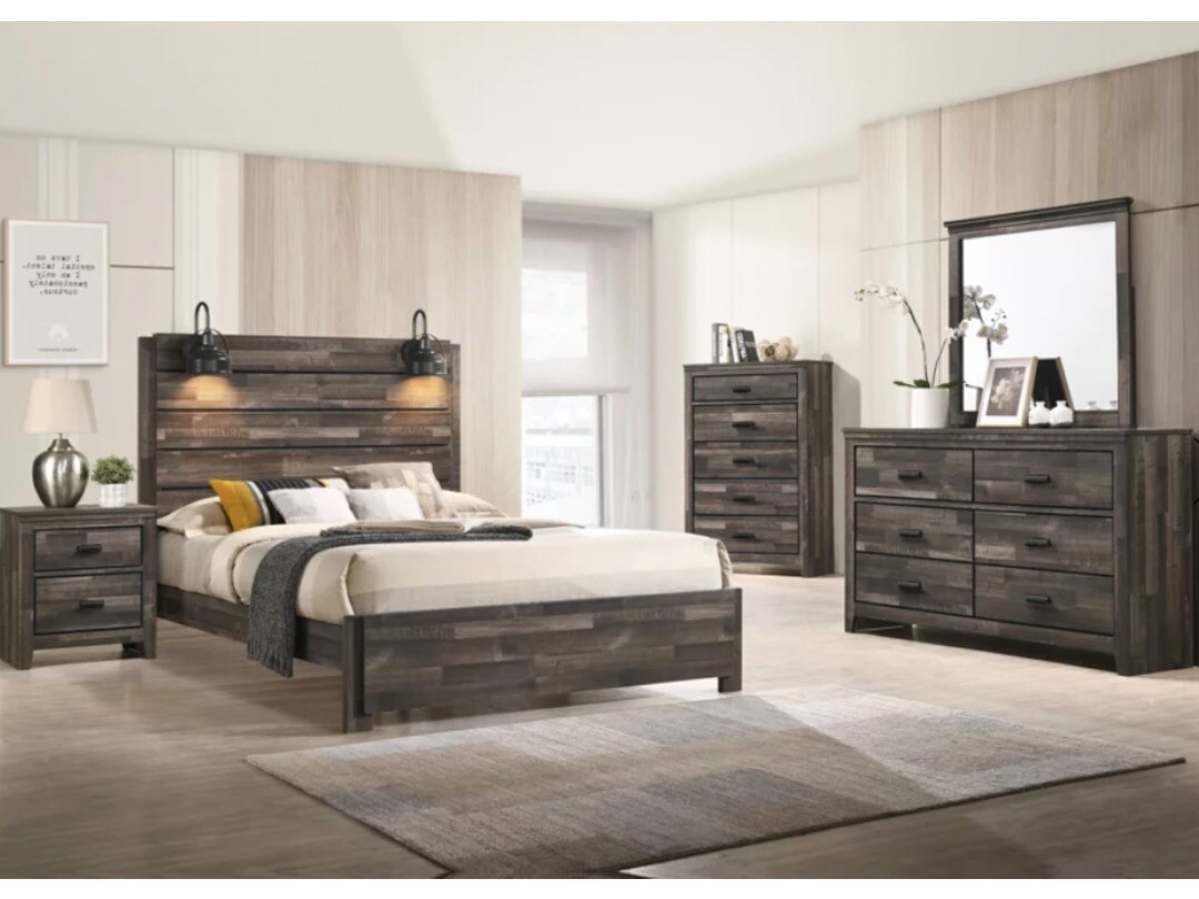 MC Wood Panel Queen Bed