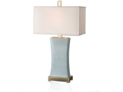 Textured Ceramic Base Table Lamp, Light Blue