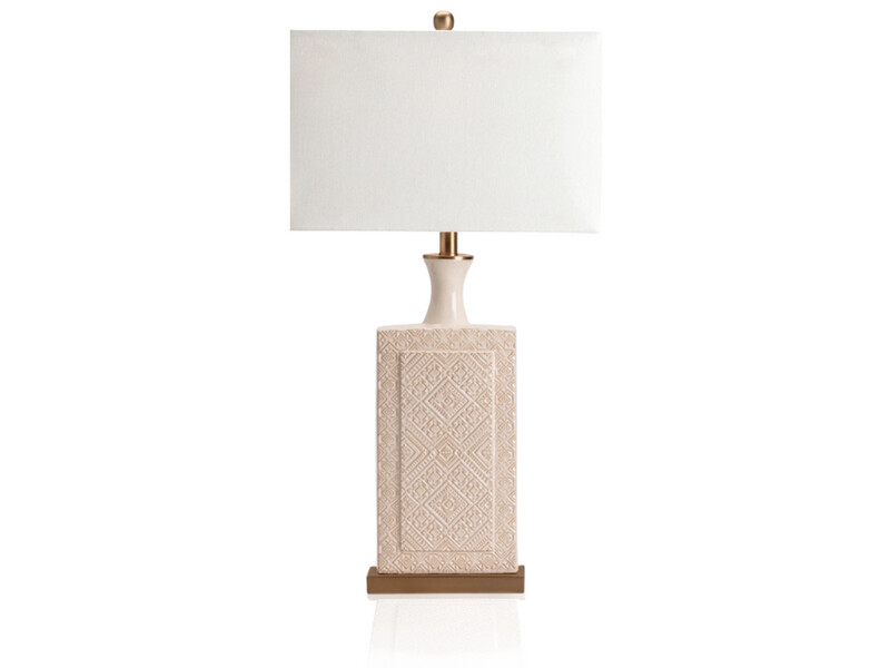 Patterned Table Lamp, Light Peach