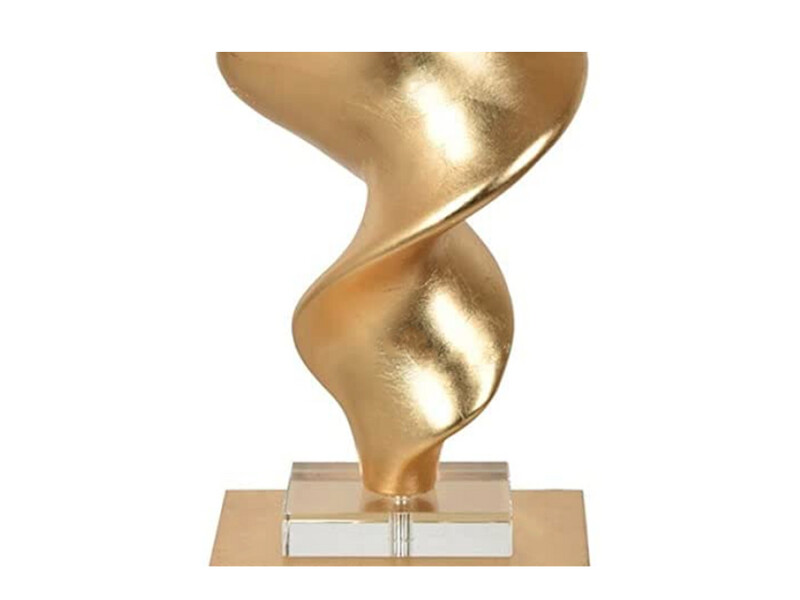 Cylindrical Crystal Leaf Table Lamp, Gold