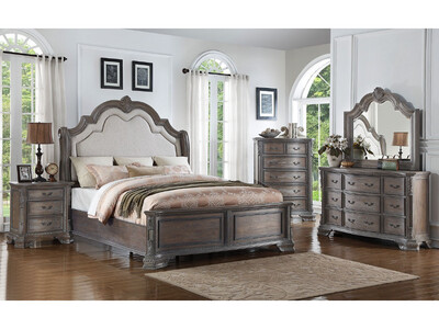 French Leather Upholstered Queen or King Bed