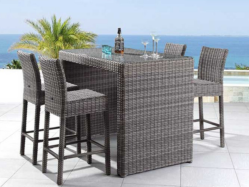 5 Pc, Patio Bar Set, Grey
