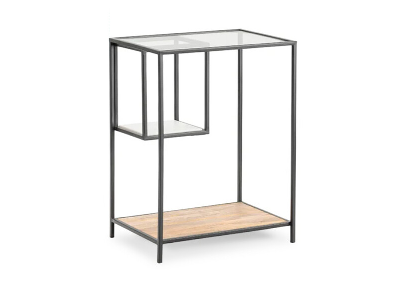 Downing Glass, Metal, Stone Chairside Table