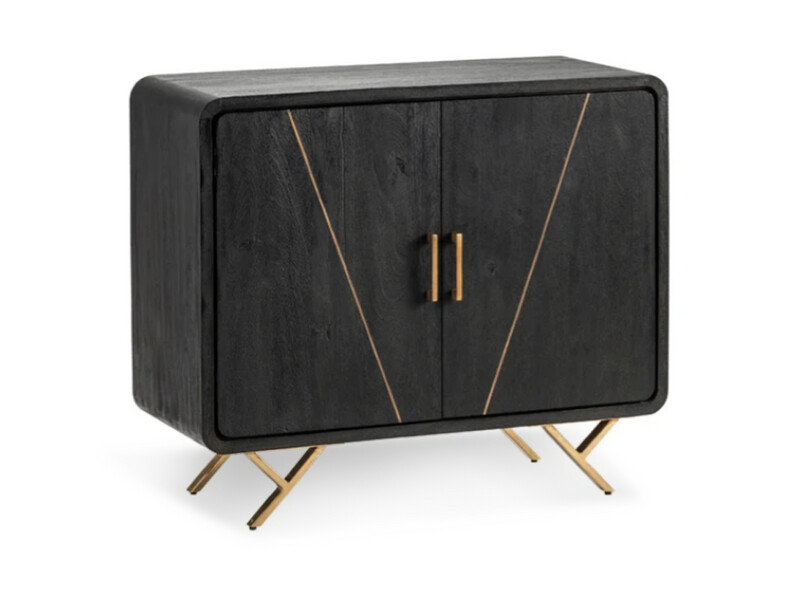 Mango Wood, Metal Cabinet, 2 Door