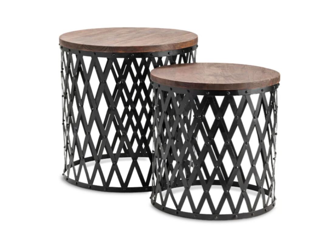 BM Iron, Mango Wood, Set of 2, Accent Tables