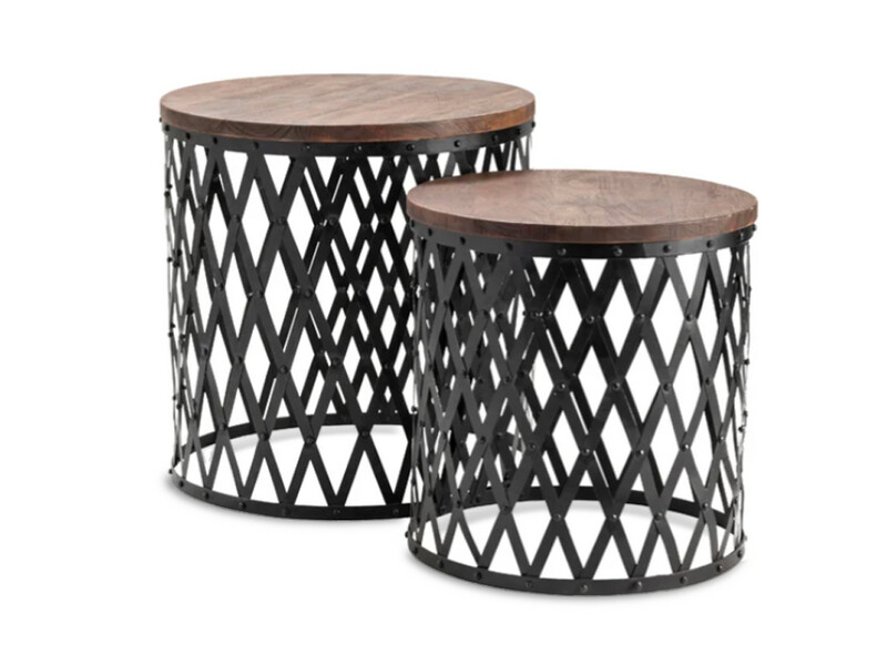 BM Iron, Mango Wood, Set of 2, Accent Tables