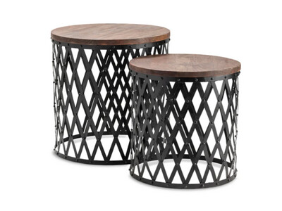 BM Iron, Mango Wood, Set of 2, Accent Tables