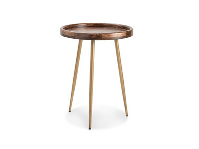 Iron, Wood, Round Tray Table