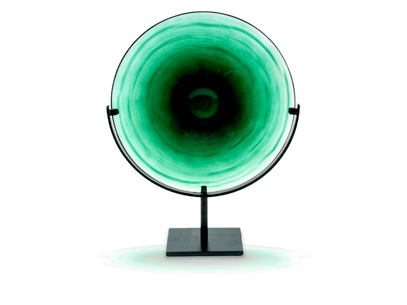 Glass Platter Accent In Green