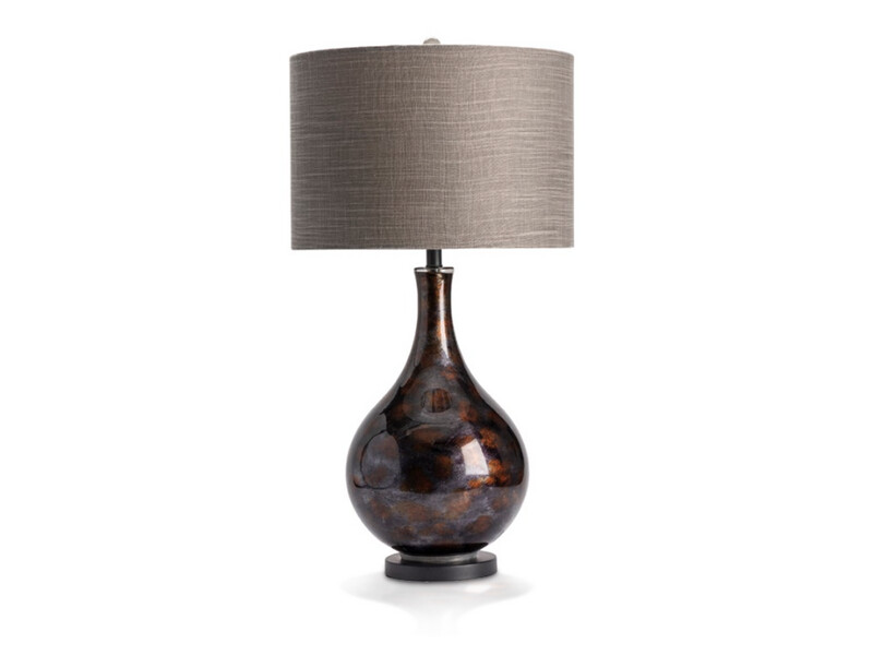Black Glass Metal L A Table Lamp