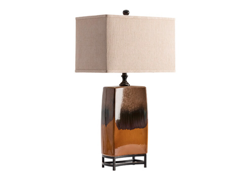 Brown Ceramic Metal Coaston Finish Glazed Table Lamp
