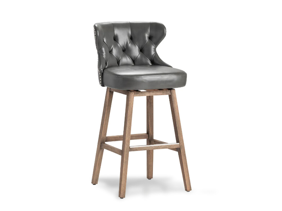Classic Upholstered Polyester, Wood, Bar Stool Classic Upholstered Polyester, Wood, Bar Stool