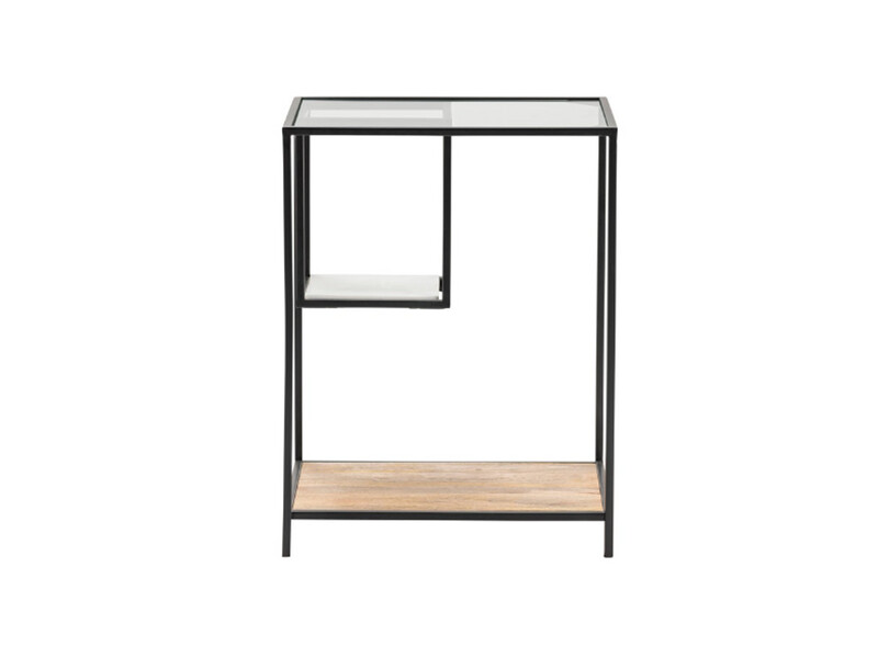 Downing Glass, Metal, Stone Chairside Table