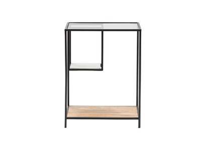 Downing Glass, Metal, Stone Chairside Table