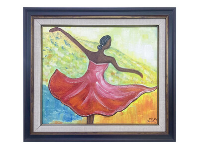 18.11 x 17.32 | "Unique Painting by Nahshon |  "Dancer", Framed, Acrylic on Canvas