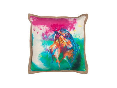 Pillow Cover | 20" x 20", Bird, Tie Dye Pink, Gold & Green