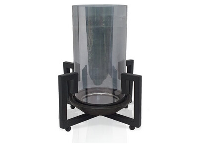 Candle  Holder, Steel, Glass and Mango wood Candle  Holder, Steel, Glass and Mango wood