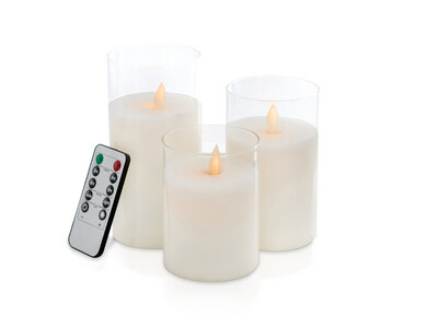 Led Wax Candles, Real Flame-Effect Light, Remote Timer, White