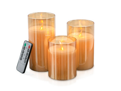 Led Wax Candles, Real Flame-Effect Light, Remote Timer, Amber