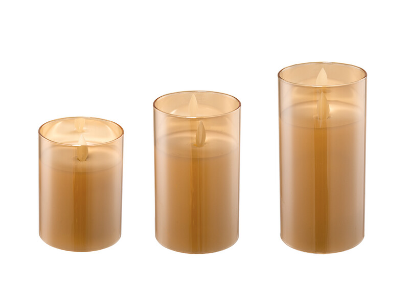 Led Wax Candles, Real Flame-Effect Light, Remote Timer, Amber
