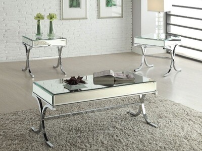 Metal Mirror Coffee Table, Glass