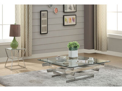 Glass & Stainless Steel Coffee Table